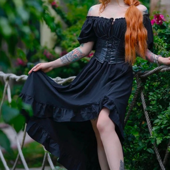 Scarlet Darkness Women Victorian Square Neck Drawstring Lace Maxi Dress NWOT - Picture 3 of 15